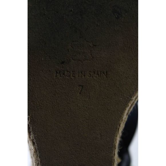 VC Signature Womens Leather Elastic Strappy Espadrille Wedges Blue Tan Size 7 - Picture 6 of 6